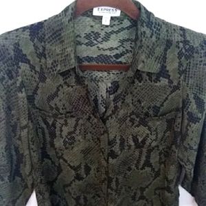 Express snakeskin button up blouse